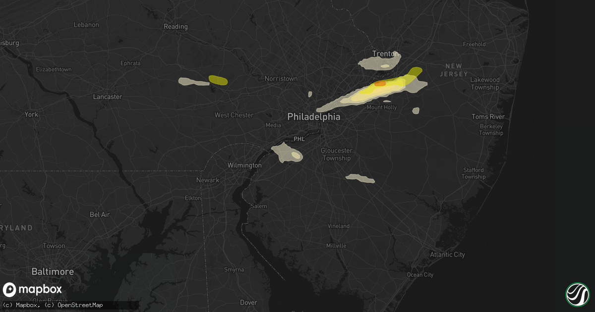 Hail map in Mickleton, NJ on June 22, 2026