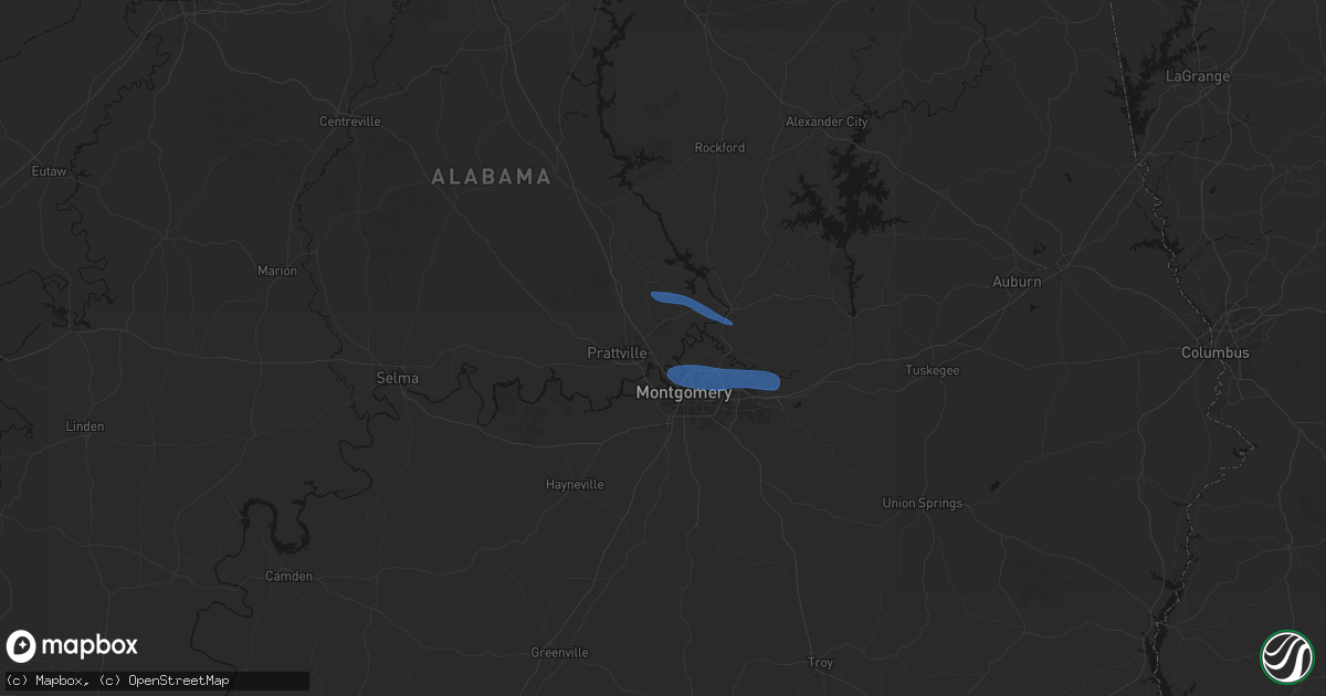 Hail map in Millbrook, AL on June 22, 2026