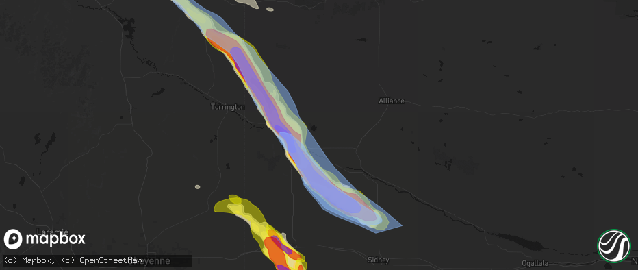 Hail map in Minatare, NE on June 22, 2026