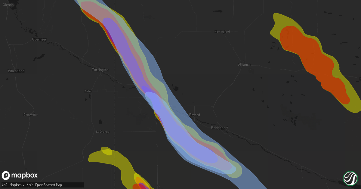 Hail map in Minatare, NE on June 22, 2026