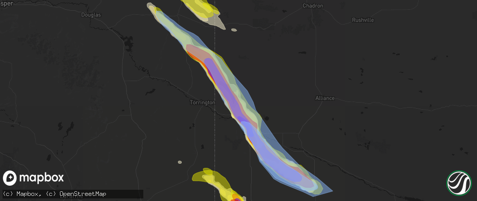 Hail map in Mitchell, NE on June 22, 2026