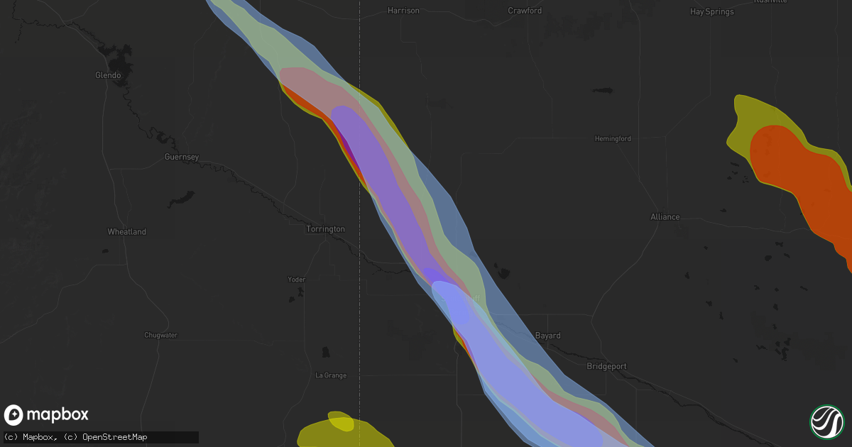 Hail map in Mitchell, NE on June 22, 2026