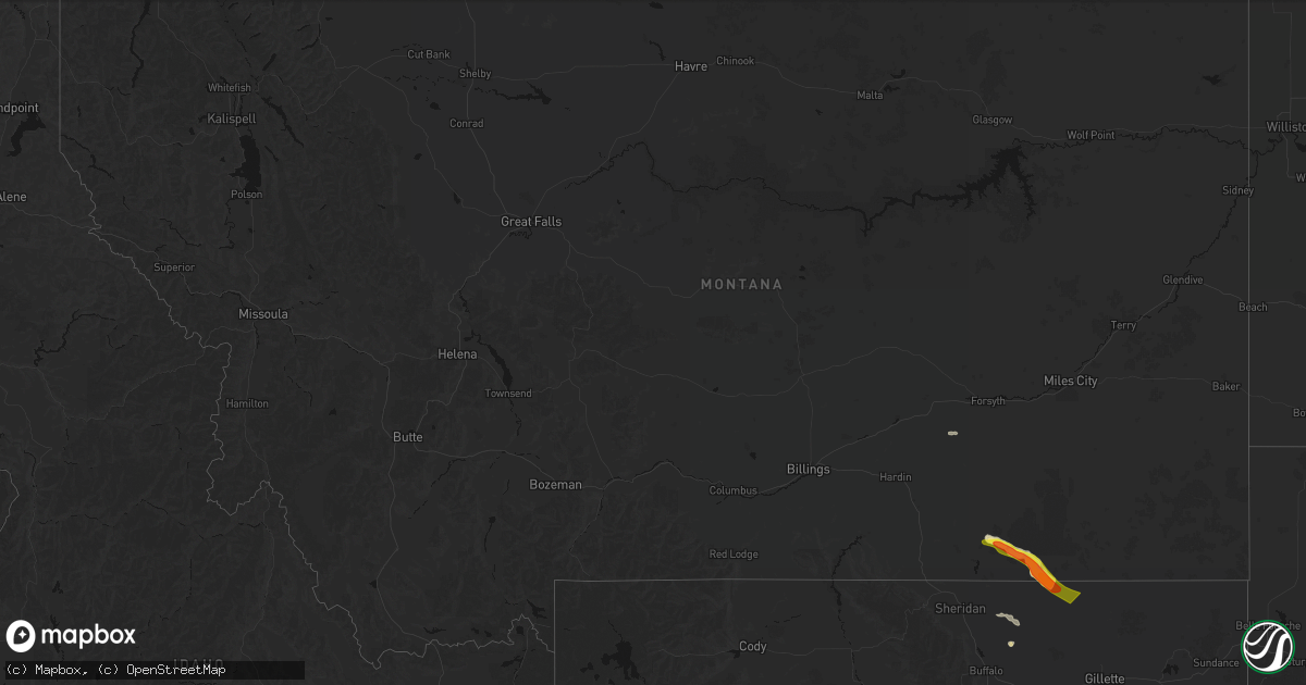 Hail map in Montana on June 22, 2026