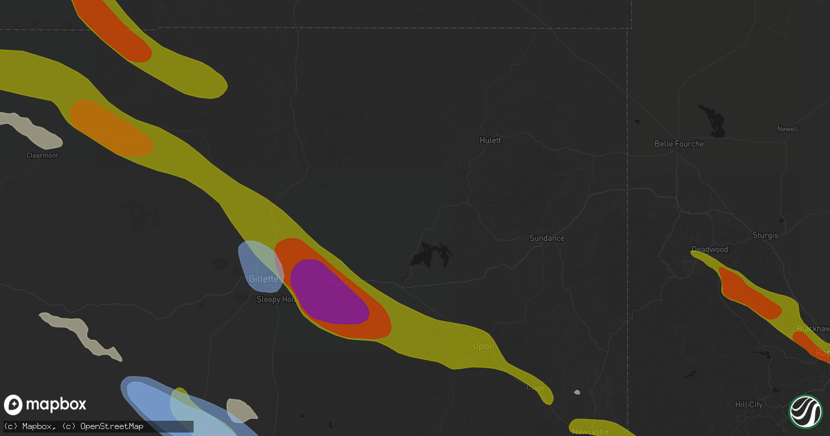 Hail map in Moorcroft, WY on June 22, 2026