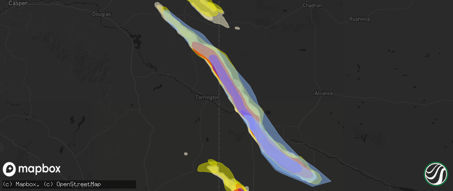Hail map in Morrill, NE on June 22, 2026