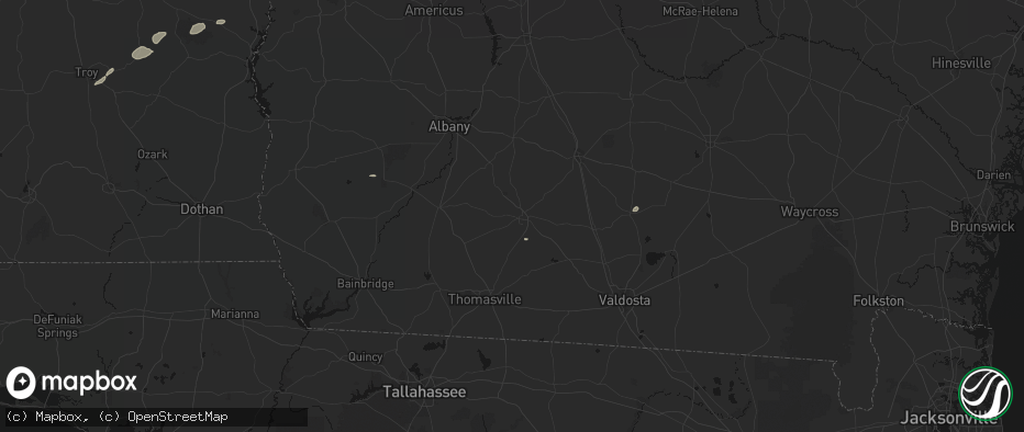 Hail map in Moultrie, GA on June 22, 2026