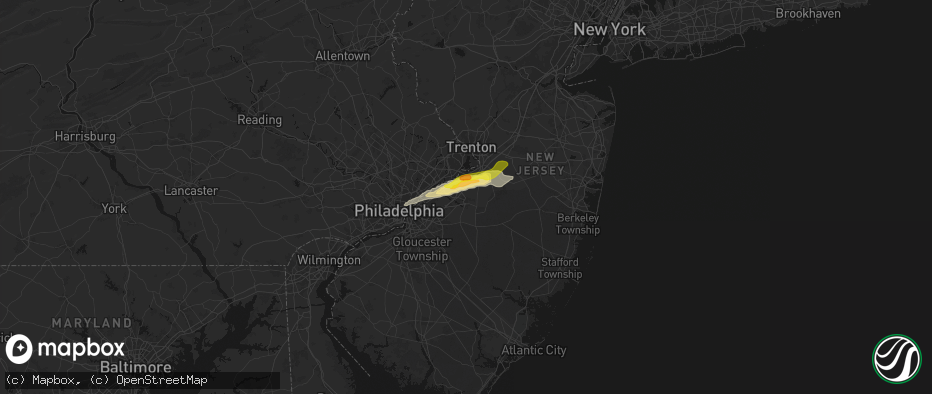 Hail map in Mount Holly, NJ on June 22, 2026