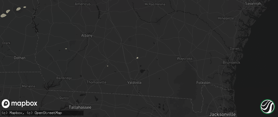 Hail map in Nashville, GA on June 22, 2026