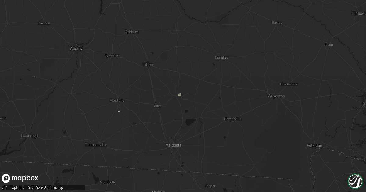 Hail map in Nashville, GA on June 22, 2026