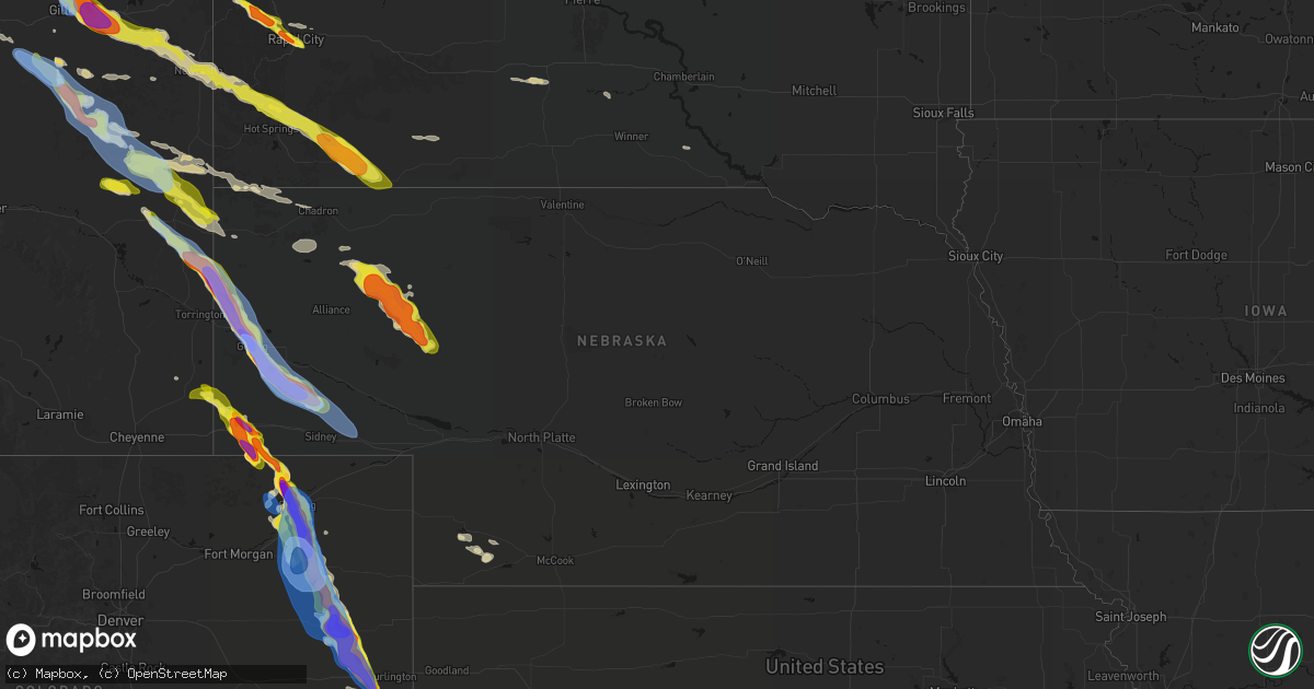 Hail map in Nebraska on June 22, 2026