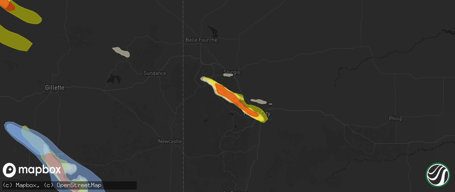 Hail map in Nemo, SD on June 22, 2026
