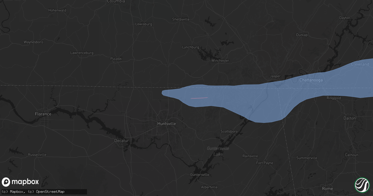 Hail map in New Market, AL on June 22, 2026