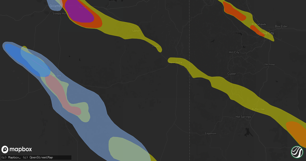 Hail map in Newcastle, WY on June 22, 2026