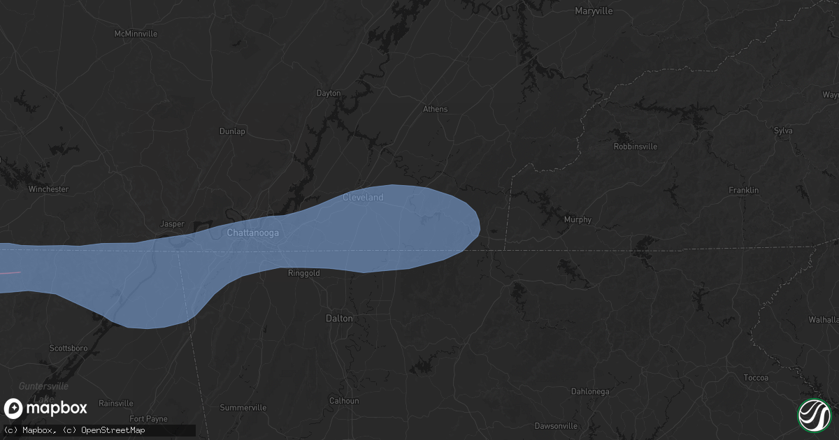 Hail map in Ocoee, TN on June 22, 2026