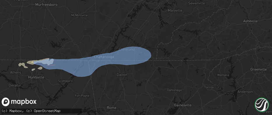 Hail map in Old Fort, TN on June 22, 2026