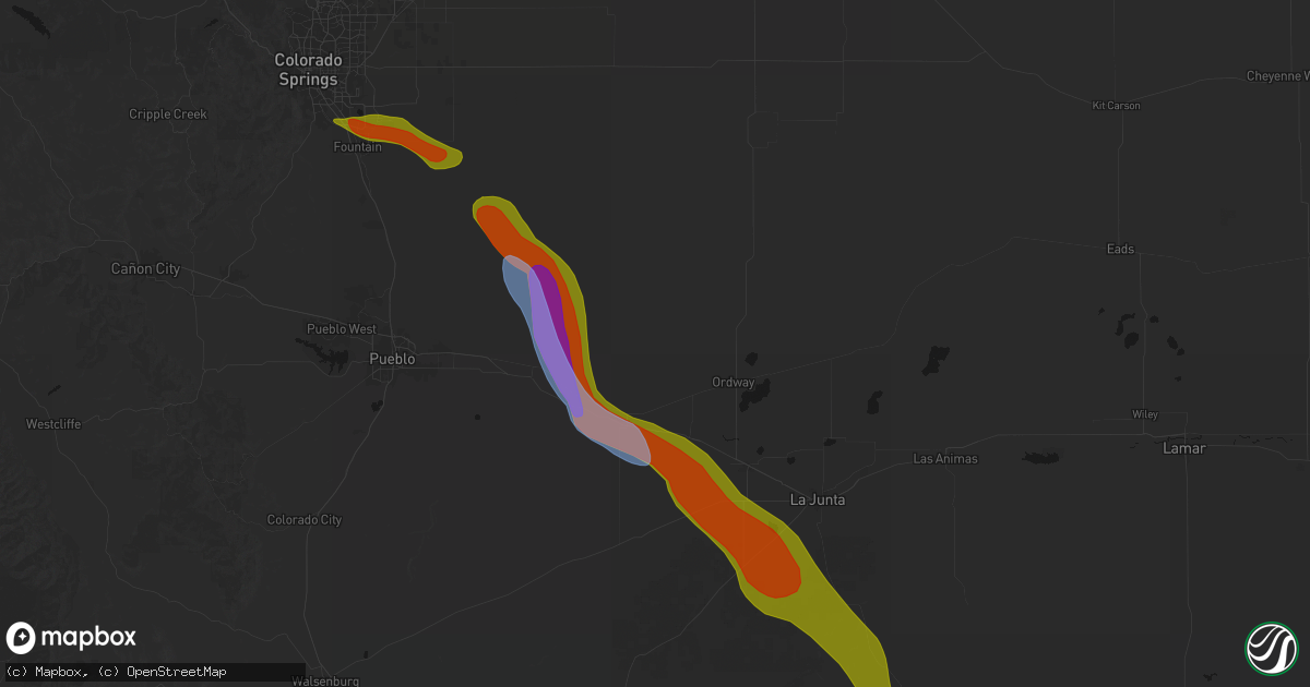 Hail map in Olney Springs, CO on June 22, 2026