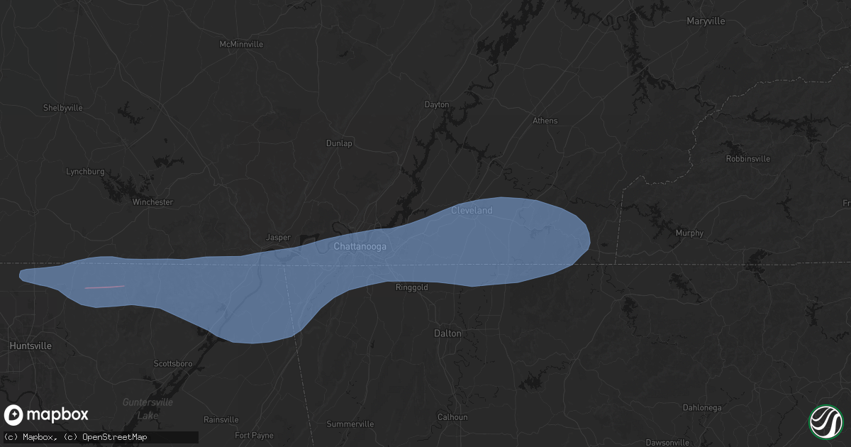 Hail map in Ooltewah, TN on June 22, 2026