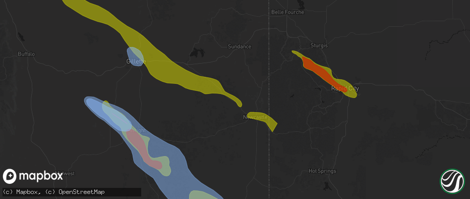 Hail map in Osage, WY on June 22, 2026