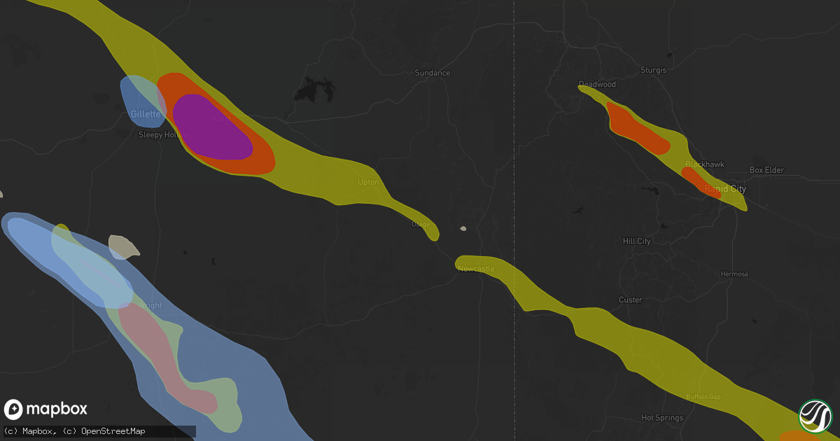 Hail map in Osage, WY on June 22, 2026