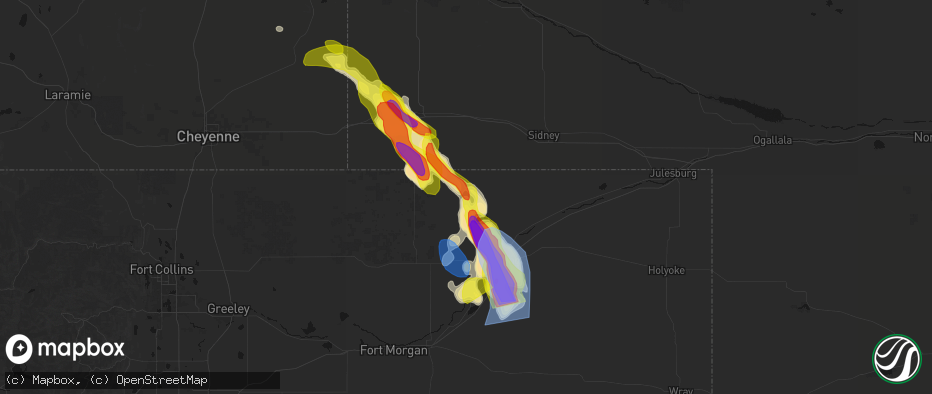 Hail map in Padroni, CO on June 22, 2026