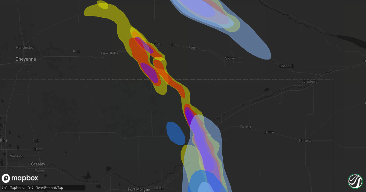 Hail map in Padroni, CO on June 22, 2026