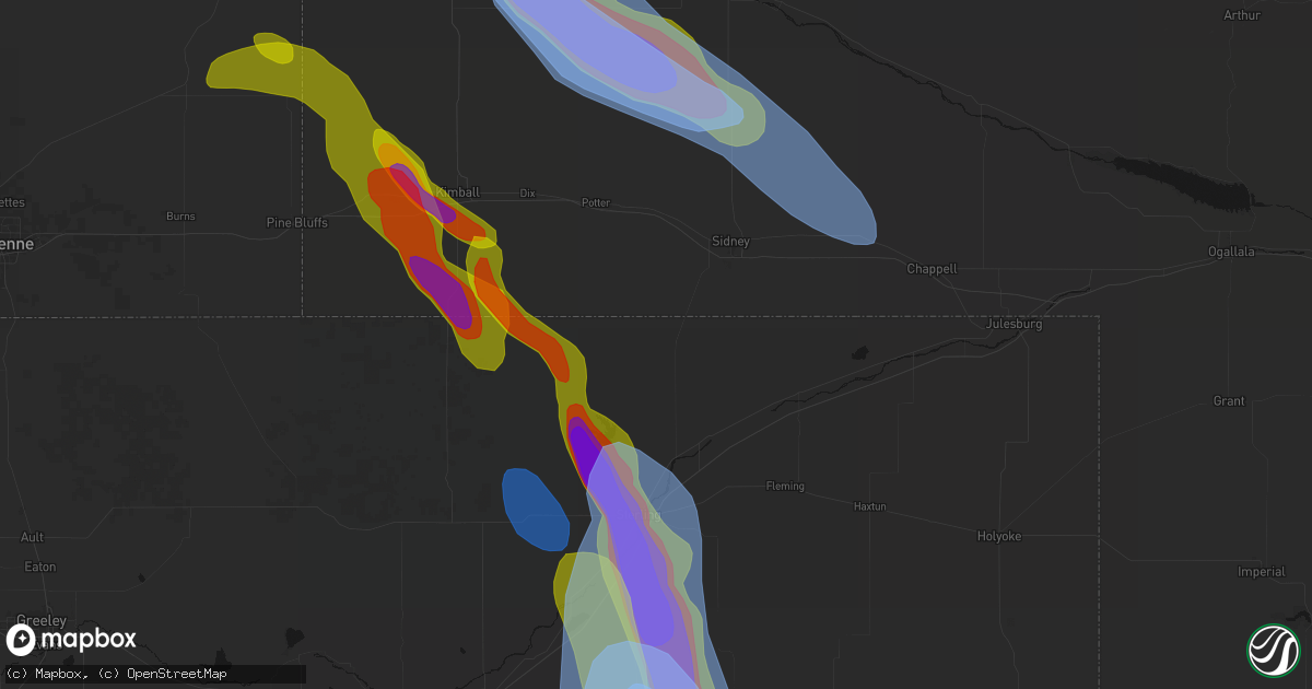 Hail map in Peetz, CO on June 22, 2026