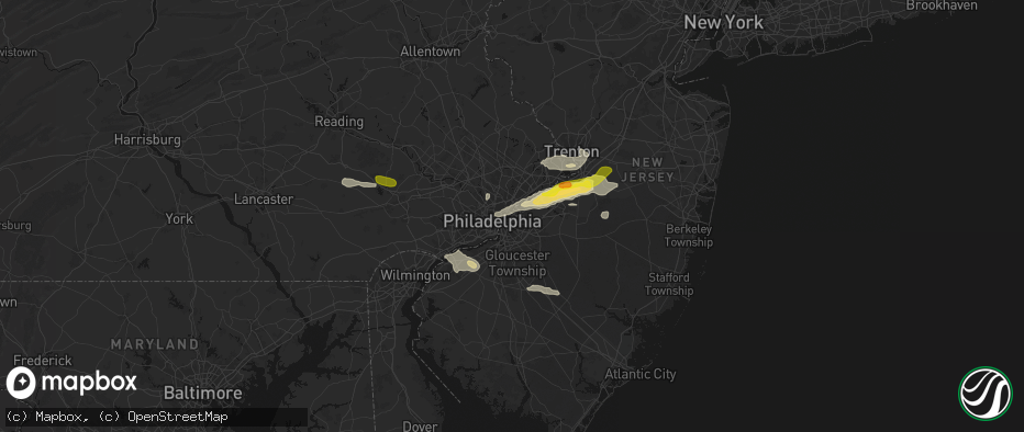 Hail map in Pennsauken, NJ on June 22, 2026