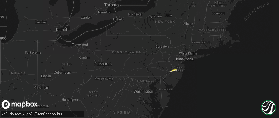 Hail map in Pennsylvania on June 22, 2026