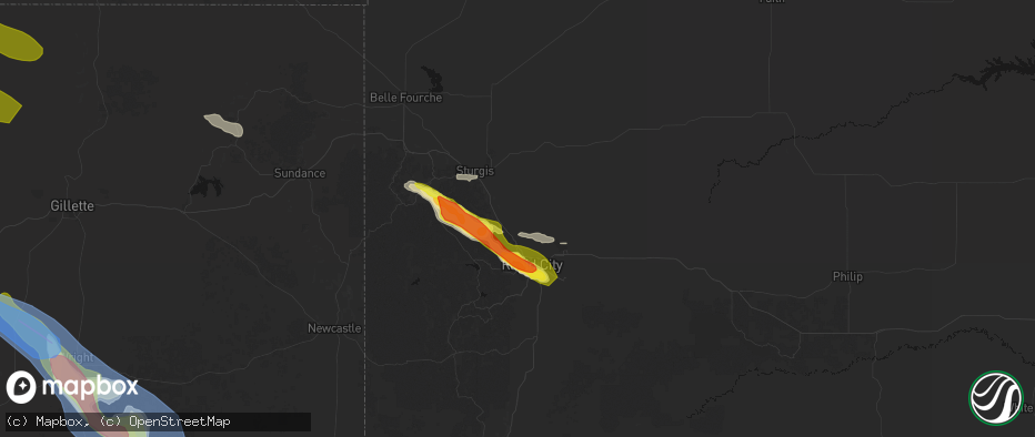 Hail map in Piedmont, SD on June 22, 2026