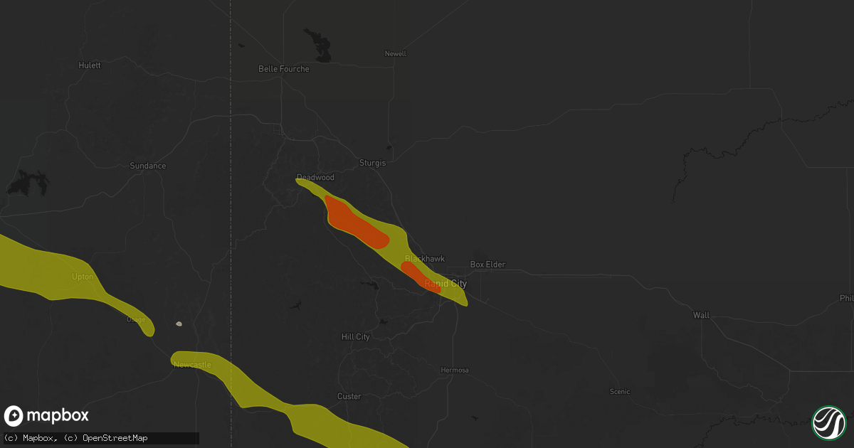 Hail map in Piedmont, SD on June 22, 2026