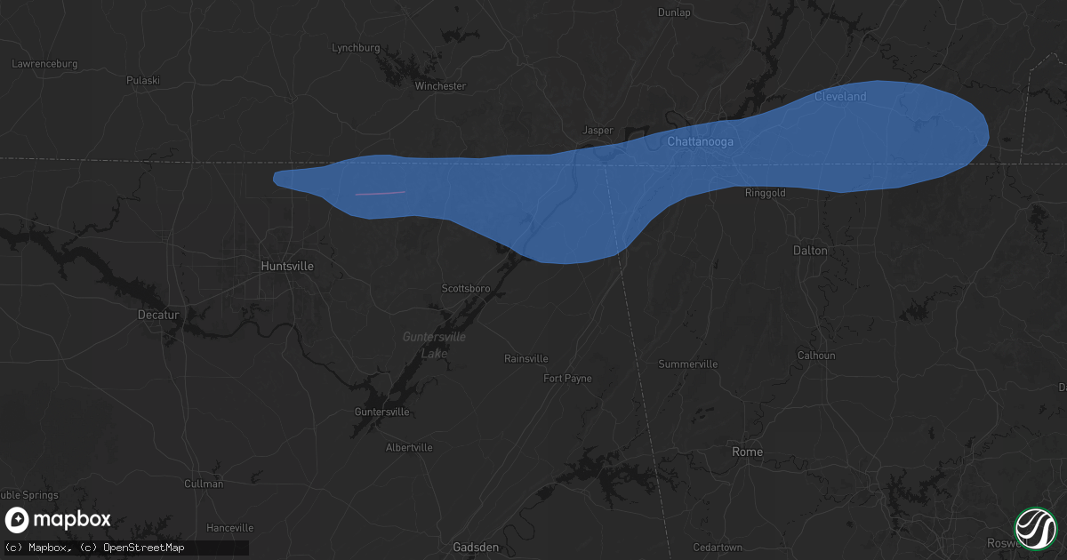 Hail map in Pisgah, AL on June 22, 2026