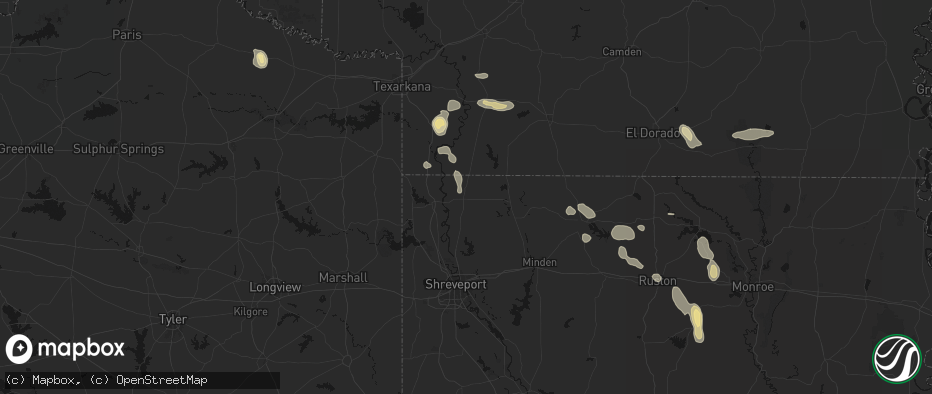 Hail map in Plain Dealing, LA on June 22, 2026