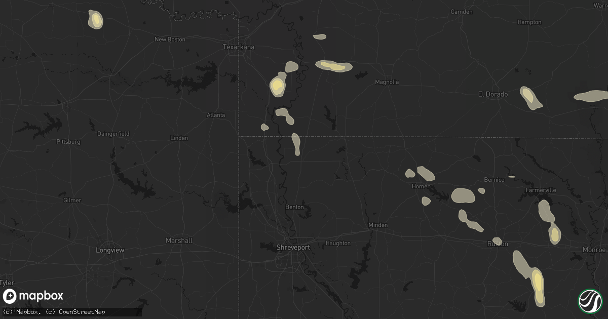 Hail map in Plain Dealing, LA on June 22, 2026