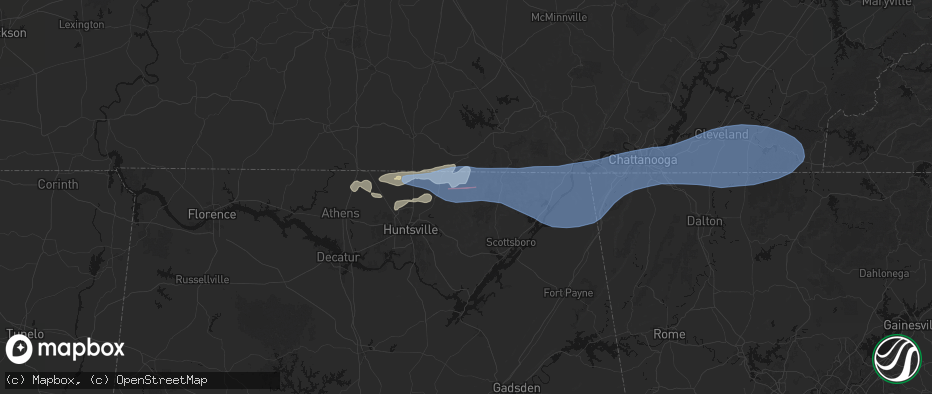 Hail map in Princeton, AL on June 22, 2026