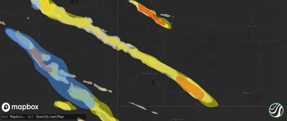Hail map in Pringle, SD on June 22, 2026