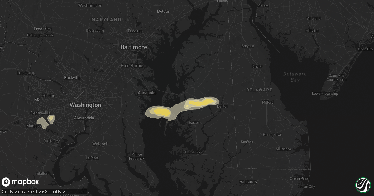 Hail map in Queenstown, MD on June 22, 2026