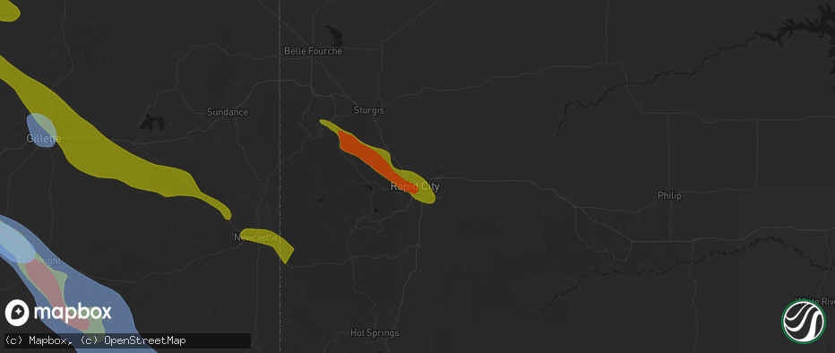 Hail map in Rapid City, SD on June 22, 2026
