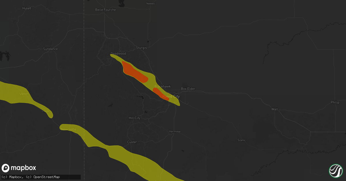 Hail map in Rapid City, SD on June 22, 2026