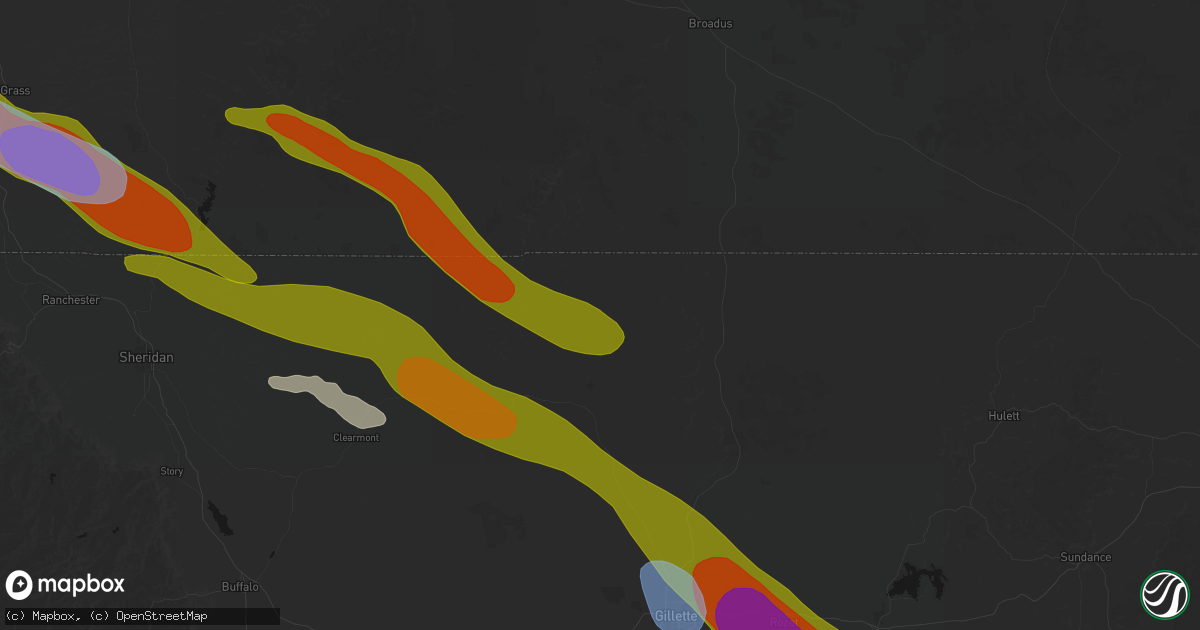 Hail map in Recluse, WY on June 22, 2026
