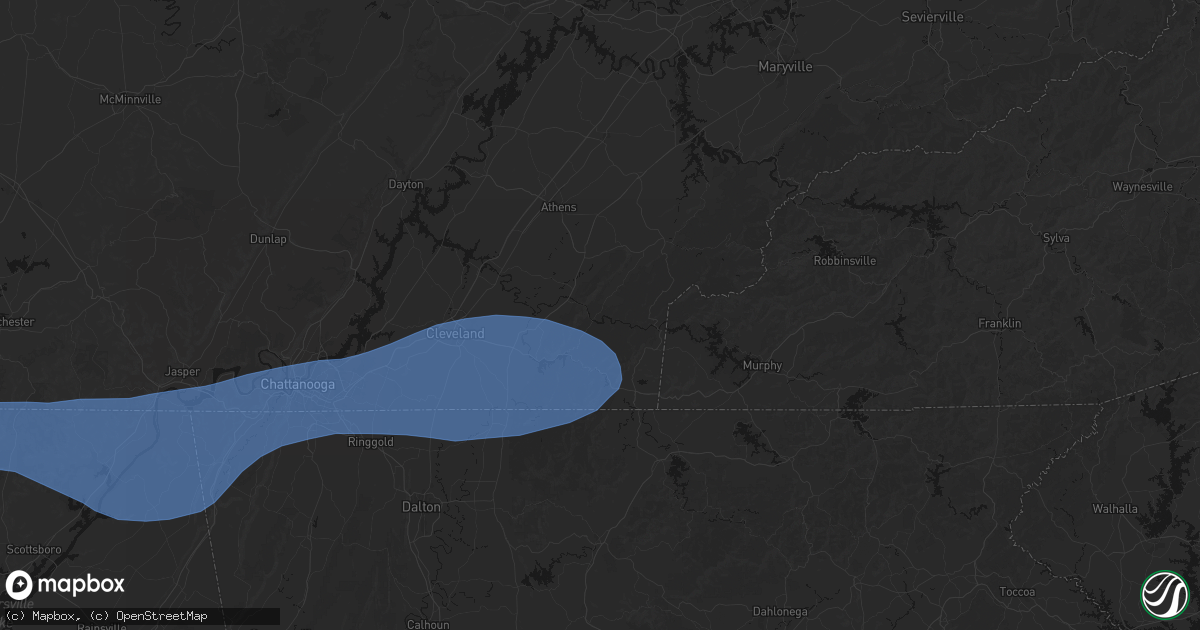 Hail map in Reliance, TN on June 22, 2026