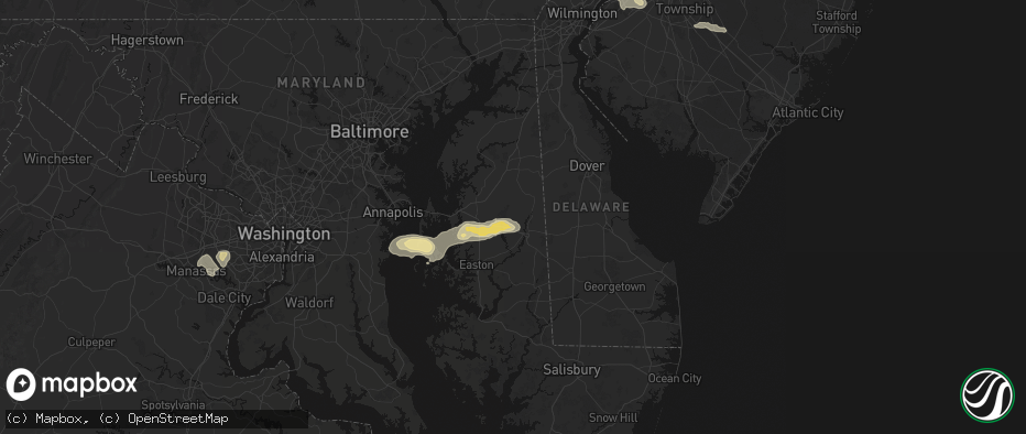 Hail map in Ridgely, MD on June 22, 2026