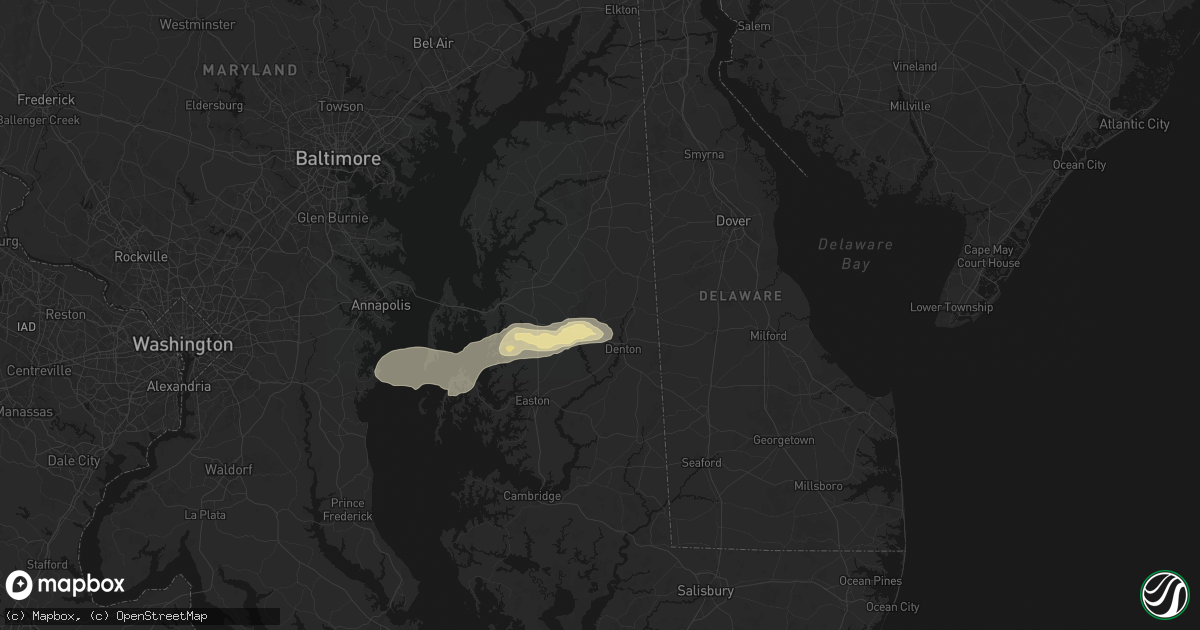 Hail map in Ridgely, MD on June 22, 2026