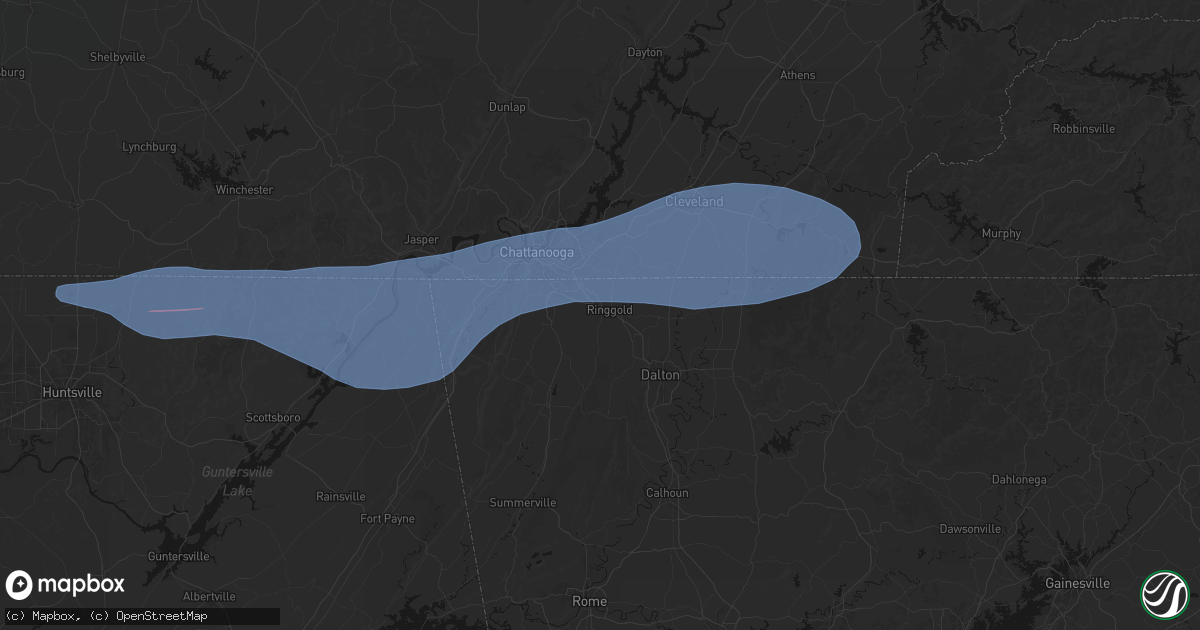 Hail map in Ringgold, GA on June 22, 2026