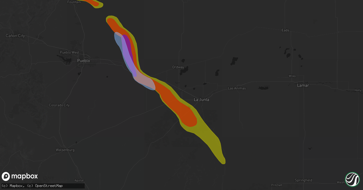 Hail map in Rocky Ford, CO on June 22, 2026