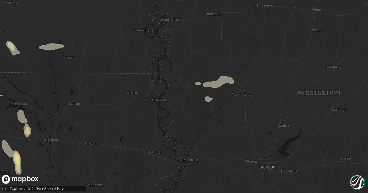 Hail map in Rolling Fork, MS on June 22, 2026