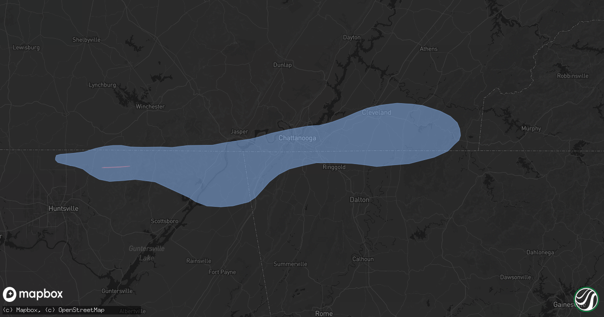 Hail map in Rossville, GA on June 22, 2026