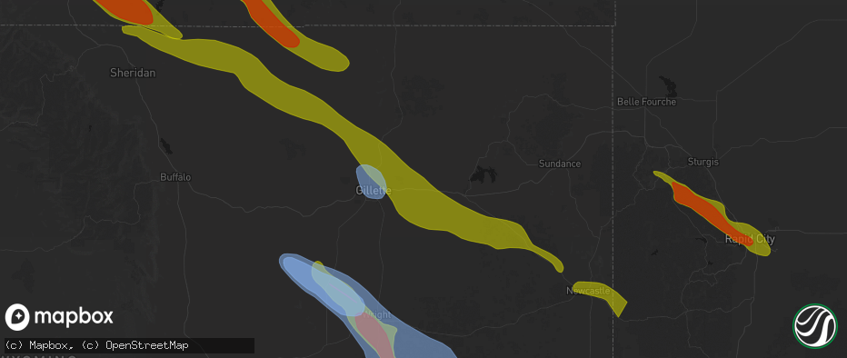 Hail map in Rozet, WY on June 22, 2026