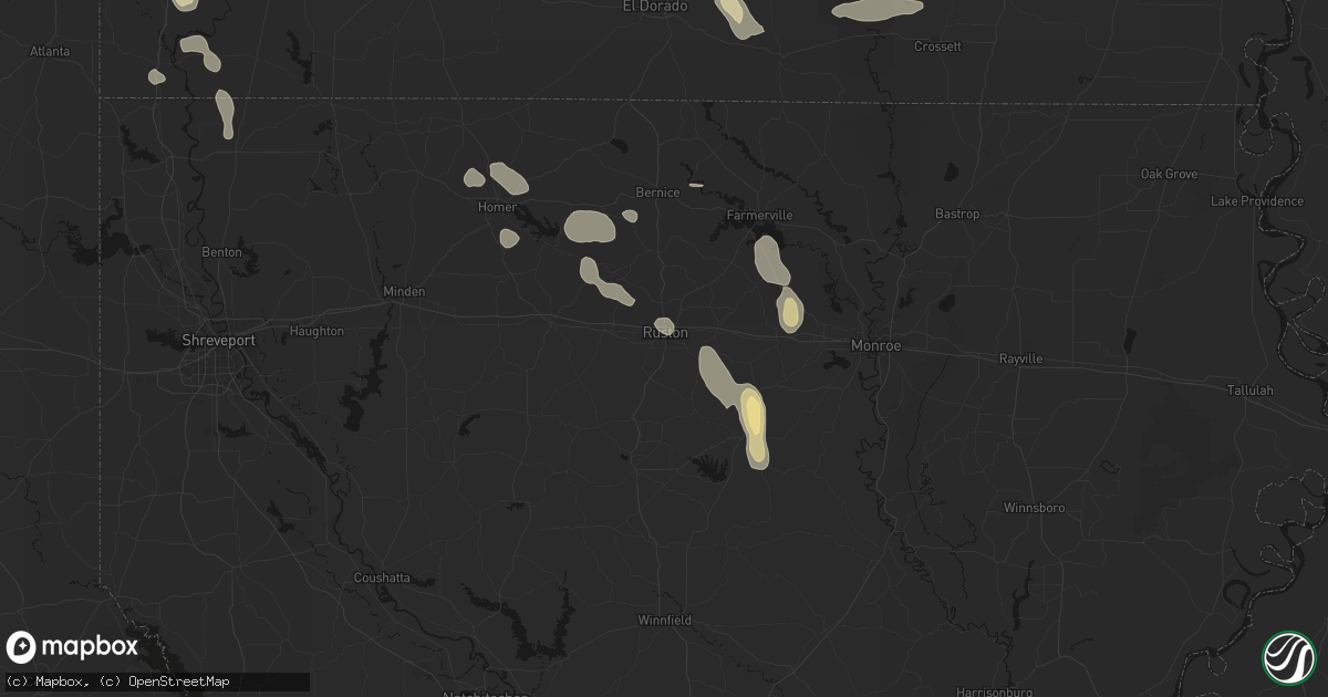 Hail map in Ruston, LA on June 22, 2026