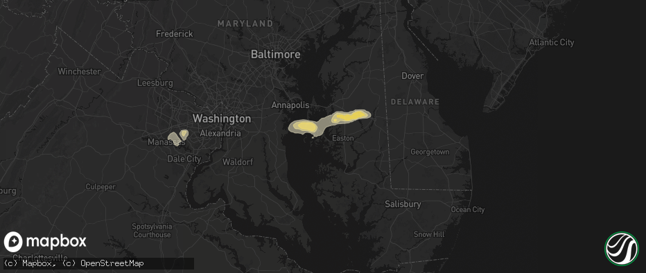 Hail map in Saint Michaels, MD on June 22, 2026