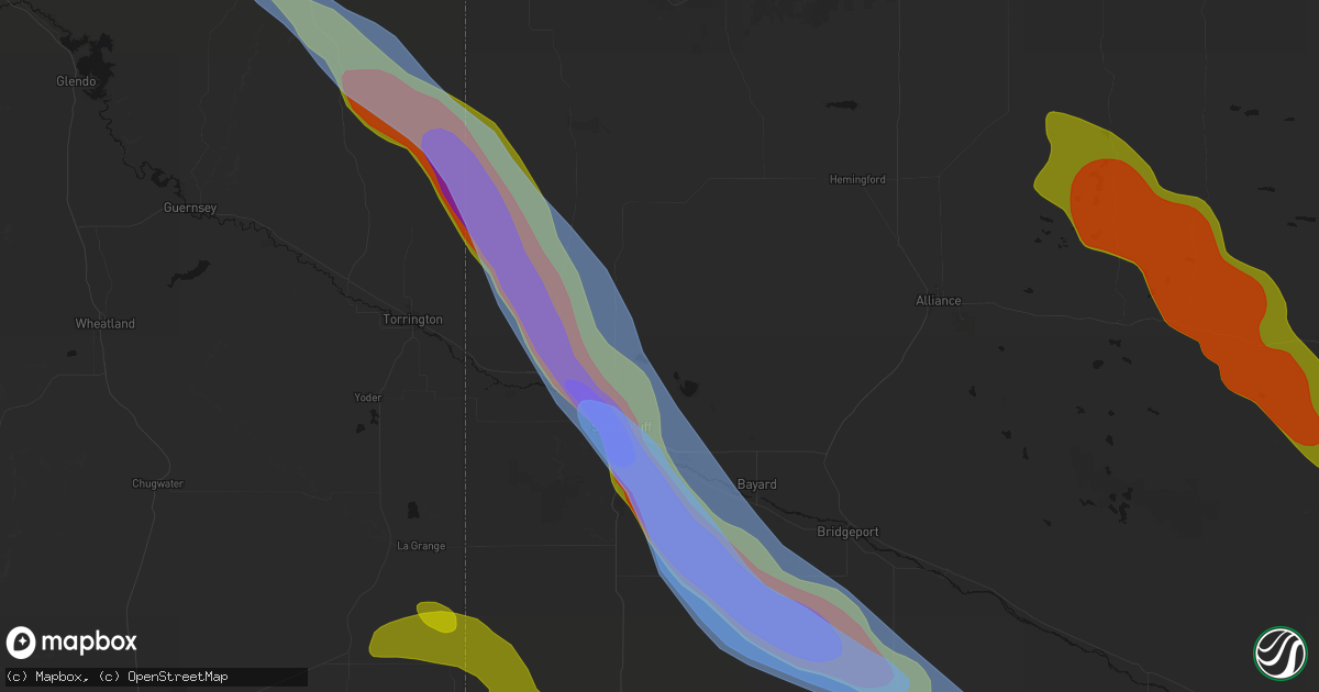 Hail map in Scottsbluff, NE on June 22, 2026